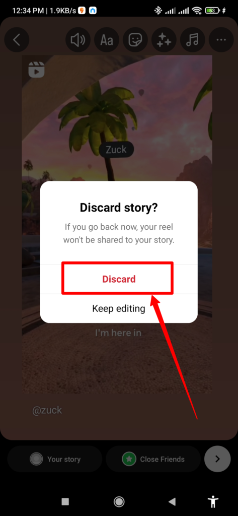 Discard your Instagram story